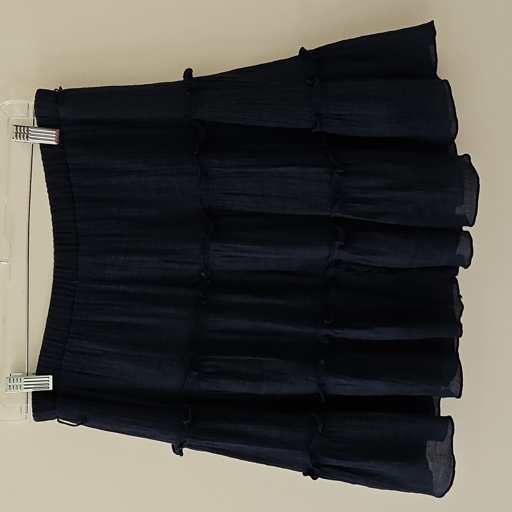 Navy Blue Tiered Mini Skirt Gauze Size Medium‎ - Picture 8 of 10